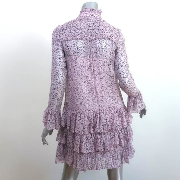 NEW Zadig & Voltaire Raspail Crinkle Floral Lace Trim Mini Dress M Retail $598 - Picture 2 of 14